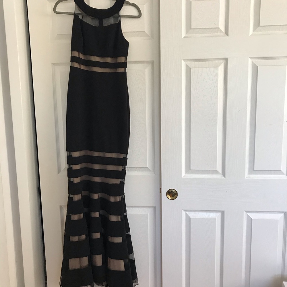 JS collections elegant, sexy black and mesh gown!